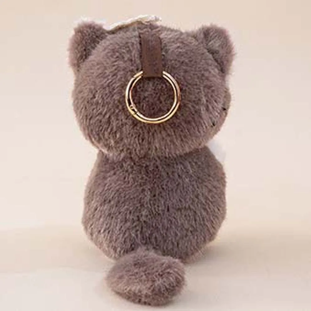 Soft Cute Cat Keychain Small Cartoon Kawaii Glasses Key Ring Assorted Colors Exquisite Kitten Pendant Car Keys