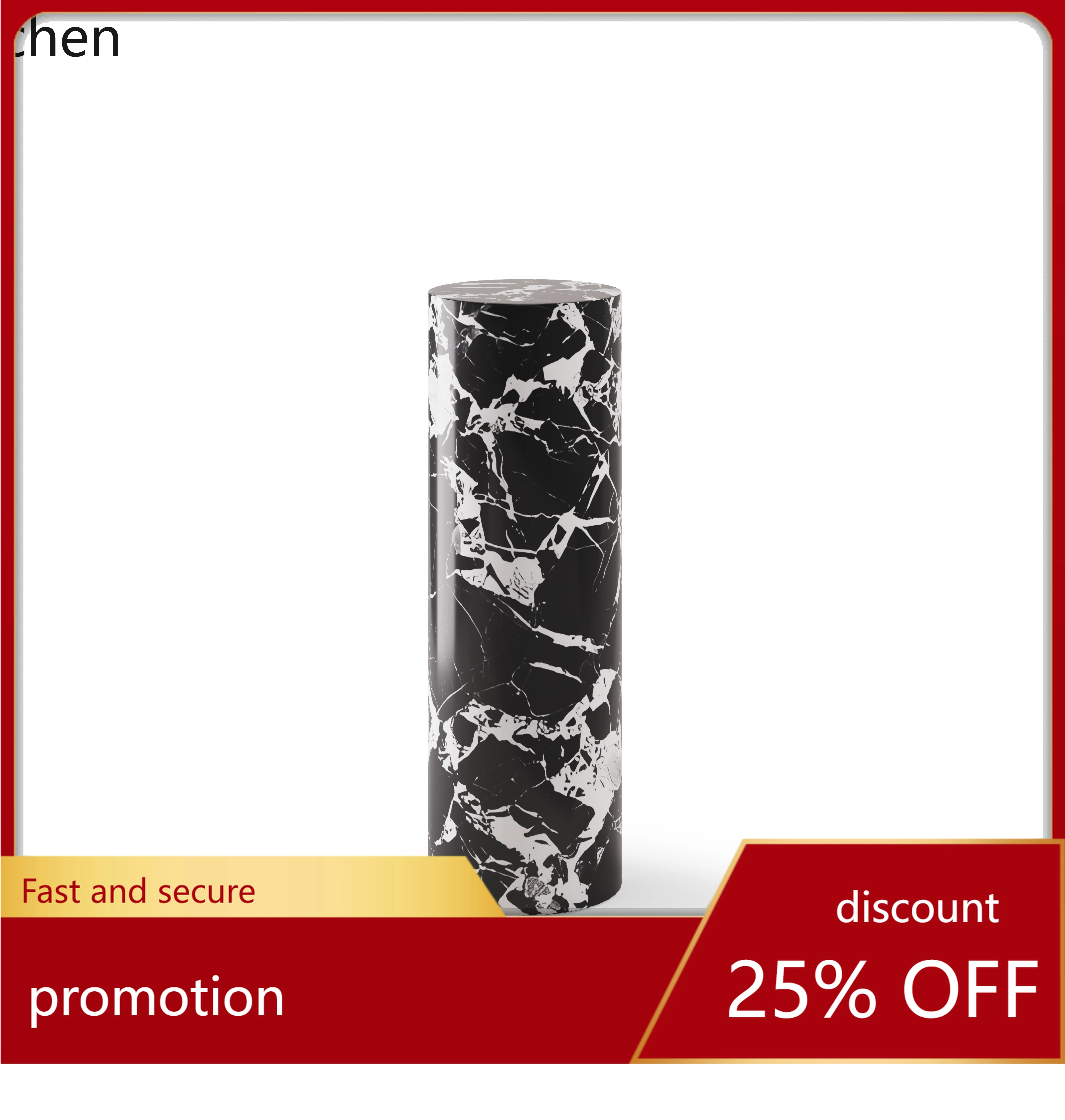 

ZML Round Column Marble Ornament Base Living Room Floor High and Low Display Stand Decoration