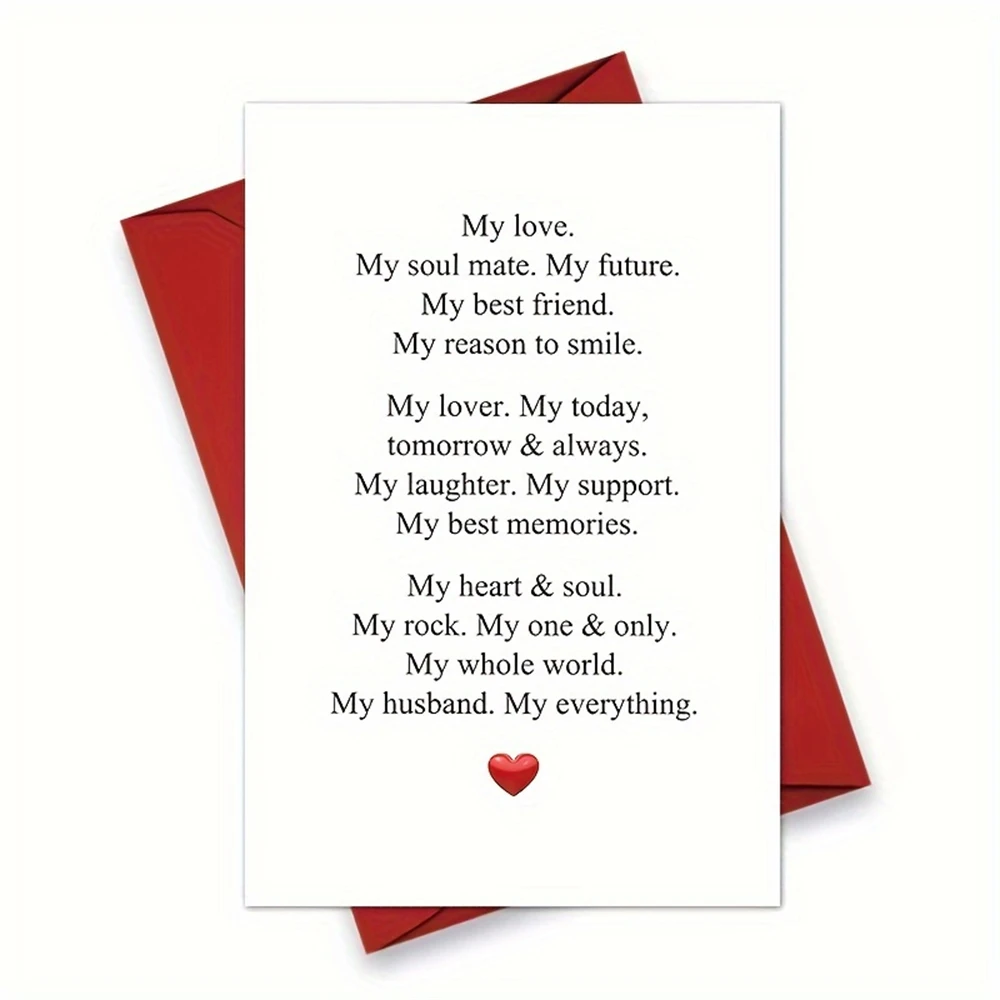 1pc,Romantic Anniversary Card for Husband, Sweet Husband Birthday Card, Lovely Valentines Day Gift from Wife, My Husband My Ever