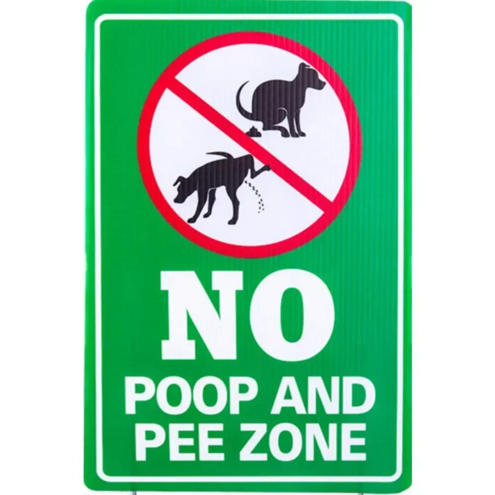 

No Poop and Pee Zone Yard Signs with Metal Wire H-Stake,No Pooping Dog Sign