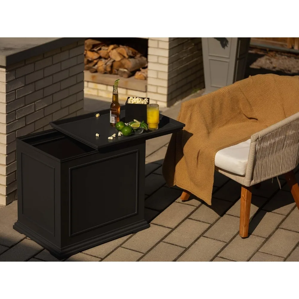 Tray Table - 2-in-1 Outdoor Side Table with Storage and Tray for Patio/Porch | Durable All-Weather Resistant | Classic