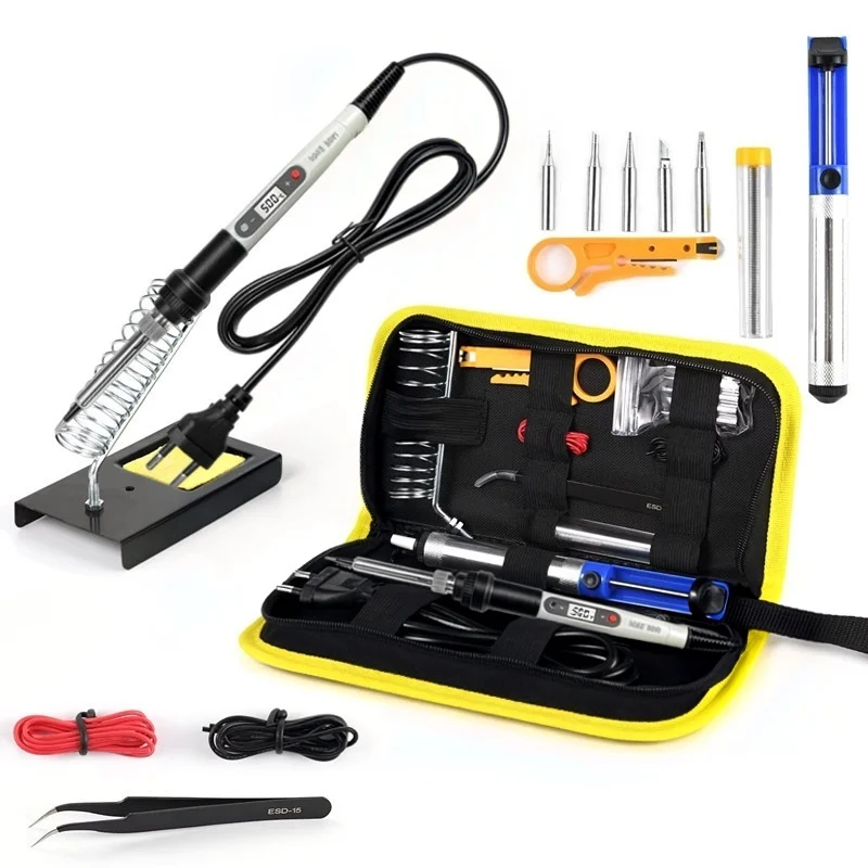 New Adjustable Temperature Electric Soldering Iron 80W LCD Digital Welding Solder Heat Tips Repair Tools with Iron Tip Cleaning