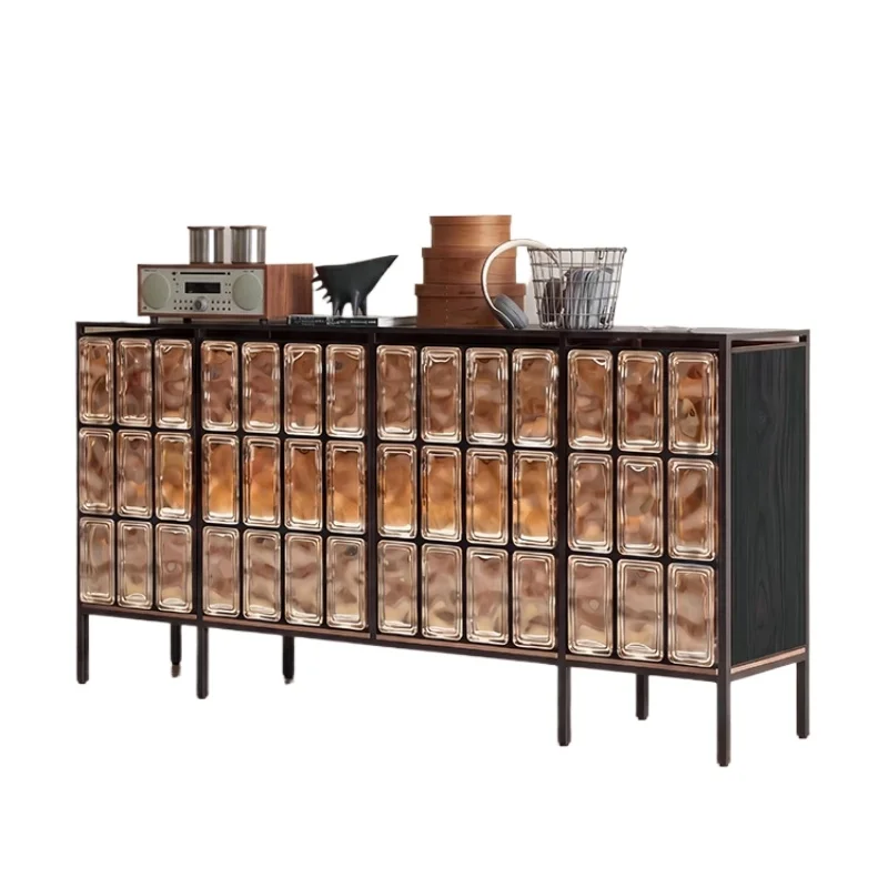 LMM household living room high-end glass brick dining side cabinet light luxury minimalist entrance cabinet
