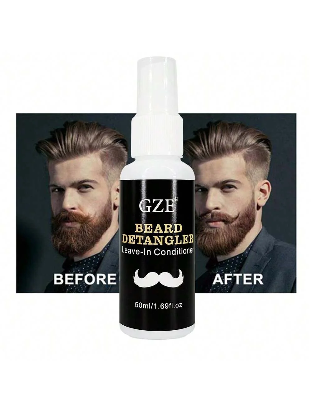 

​​GZE Beard Detangler & Leave-In Conditioner Spray - Softens, Tames Frizz & Hydrates for a Smooth, with Castor Oil