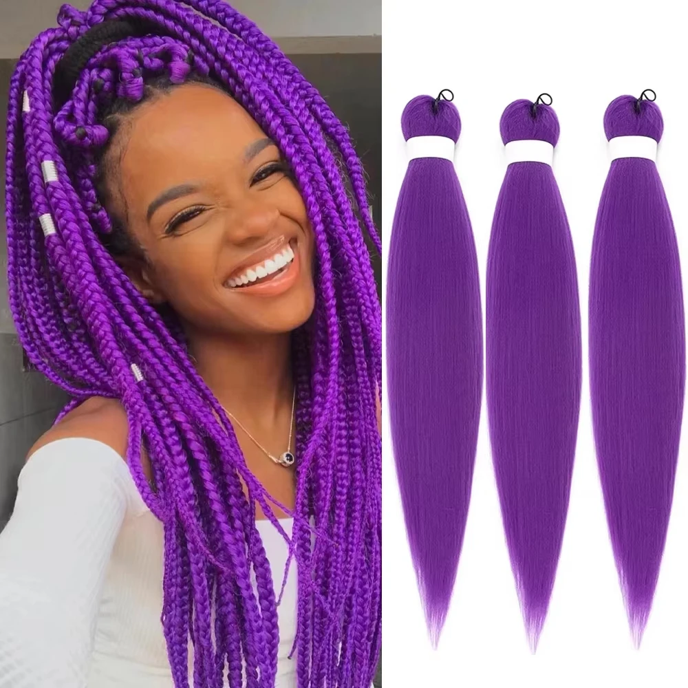 

Фиолетовый 24-дюймовый Jumbo плетение волос для наращивания синтетических волос термостойкое волокно предварительно растянутые афро вязанные крючком косы DIY Jumbo Braids