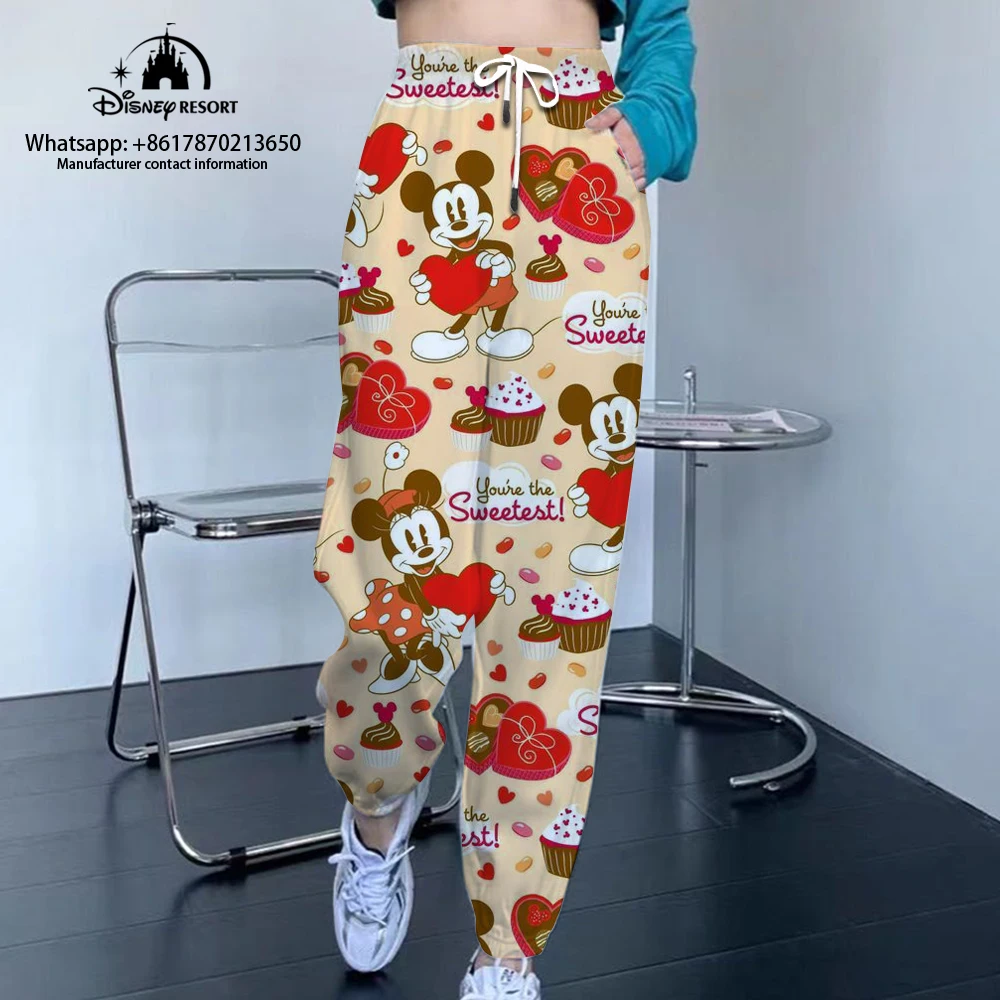 2024 Harajuku new Mickey Minnie cute ladies fashion casual jogging sports pants street style all-match slim sports pants