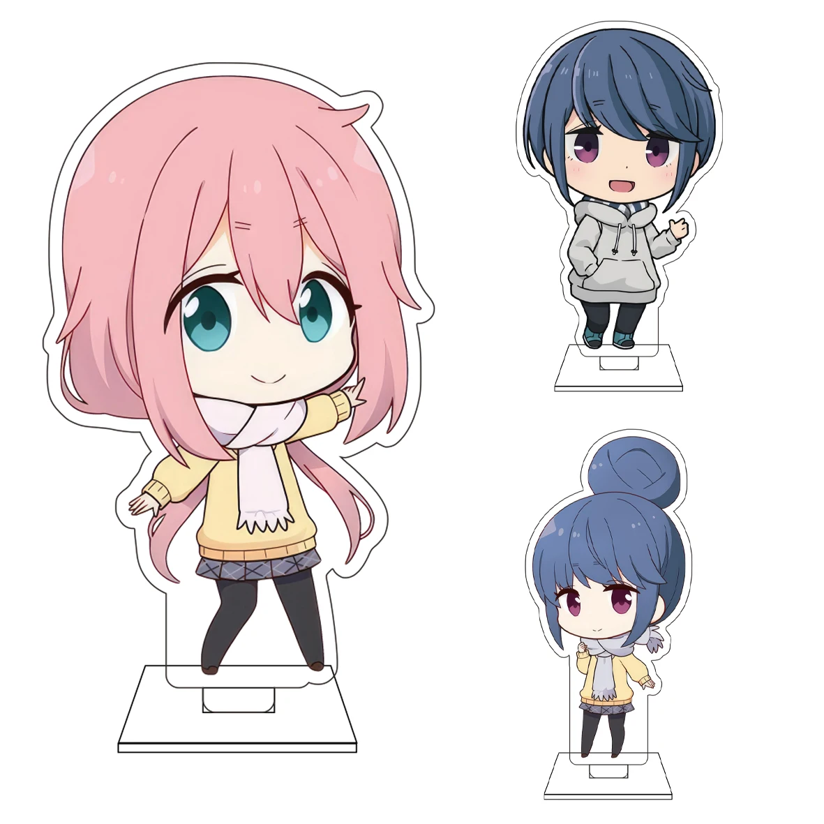 

10CM Anime Laid-Back Camp Cosplay Cute Acrylic Figure Stand Plate Chiaki Oogaki Rin Shima Makoto Kogarahara Ornaments Gifts