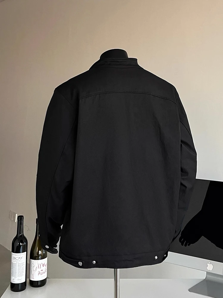 

American Retro Canvas Jaet Men's ort Sle Stand Collar Autumn Winter Warm Thiened Outerwear Faionable Youth Polyester