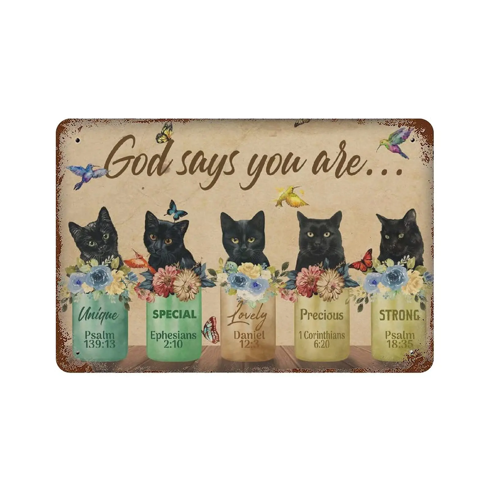 Vintage Metal Tin Sign Plaque,God Says You are Unique Special Lovely Precious Tin Sign,Man cave Pub Club Cafe Home Decor Plate，