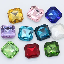 12p 18mm square color pointed foiled back fancy glass stone faceted crystal Diamante rhinestones Kid's Toy counter Decor jewelry