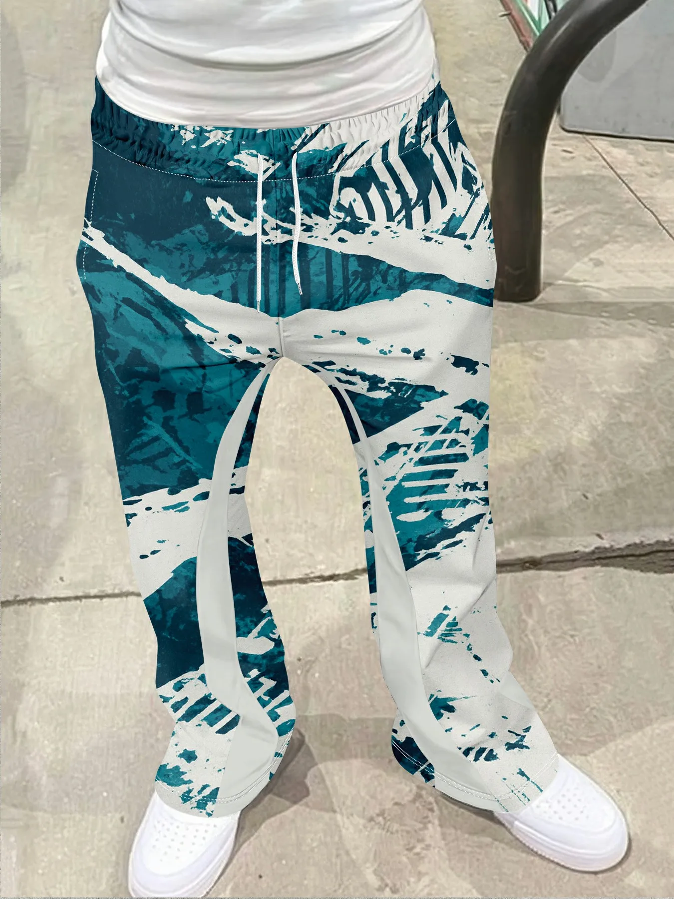 

Мужские бюджетные брюки-клеш с 3D цифровым ретро-графическим принтом и высокой талией, эластичные повседневные спортивные брюки для вечеринок, не выцветающие модные брюки