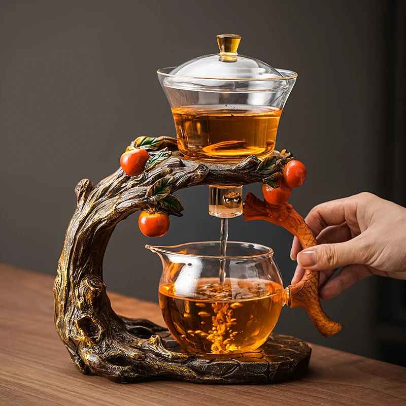 

New Chinese Lazy Tea Set High Borosilicate Glass Automatic Teaware Sets Office Business Gift