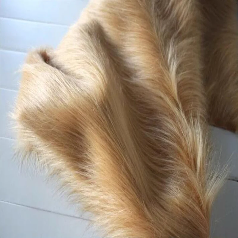 Good Hair Length 9cm Light Camel Faux Fur Fabric Plush Artificial Polyester Fur Fabric Sewing Material Diy Clothing Accessories