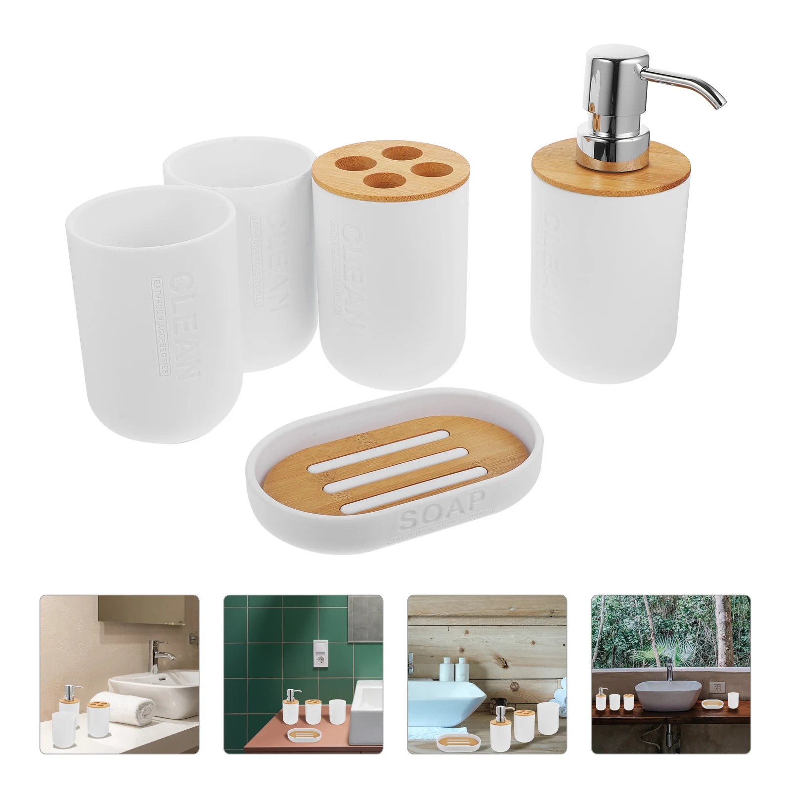 

1Set Bathroom Accessory Set Soap Dispenser Toothbrush Holder Soap Dish Lotion Bottle Vanity Countertop Organizer