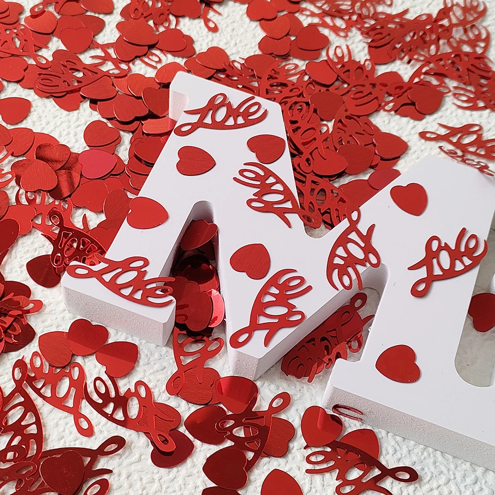 300/600pcs Red Love and Heart Shaped Foil Confetti Wedding Party Throwing Confetti Valentines Day Handmade Decoration Home Decor