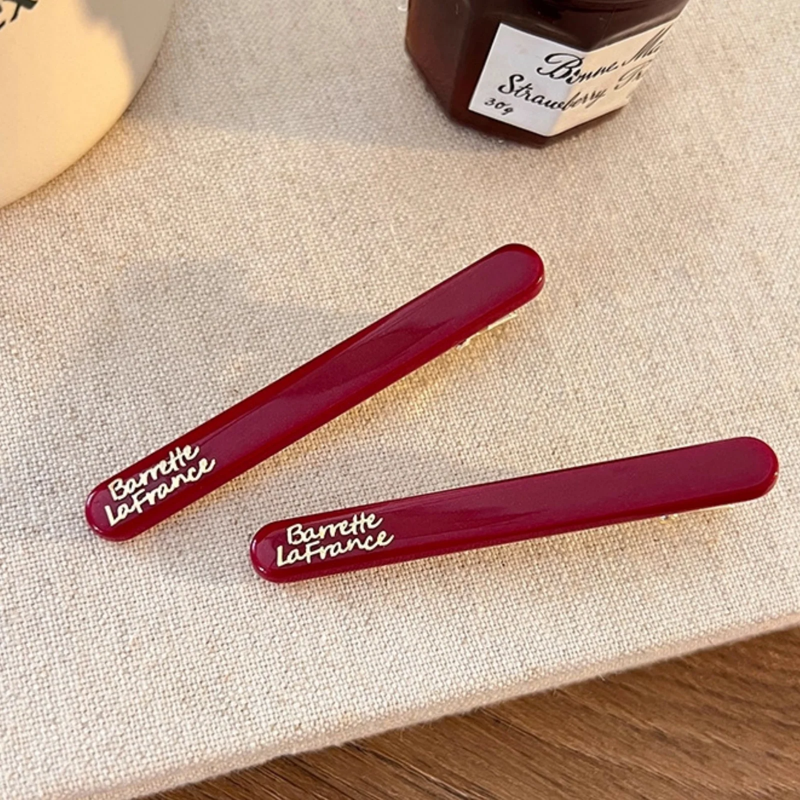 8-teiliges burgunderfarbenes Neujahrs-Haarspangen-Set, glänzende Buchstaben-Haarspangen, festliche rote Haar-Accessoires, elegantes CNY Daily Hair – Detail 8