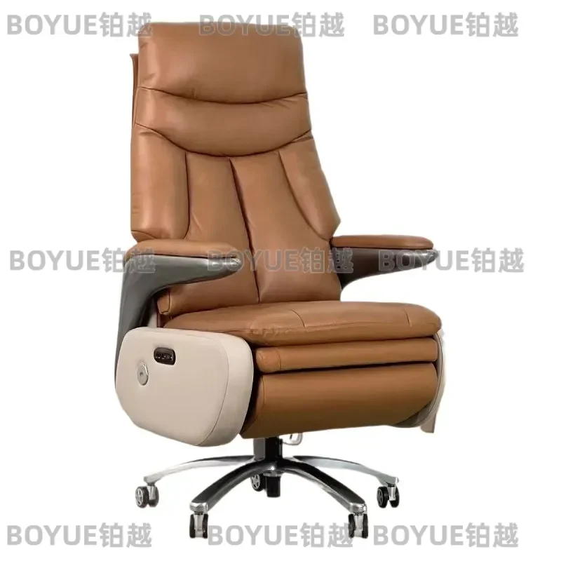 Custom Electric Massage Office Chair Genuine Leather Ergonomic Executive Seat Comfortable Boss Desk Furniture for Home Work