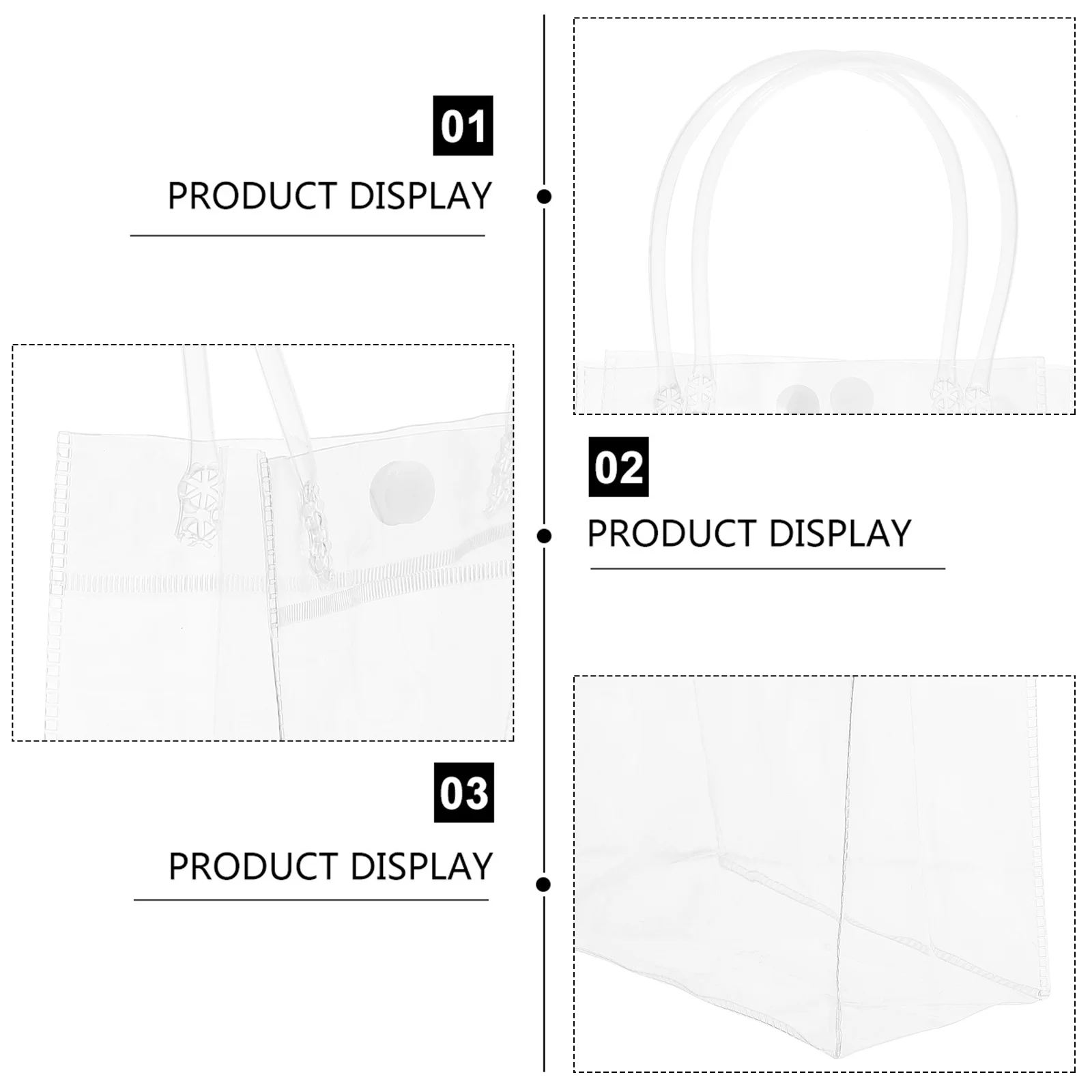 10Pcs Transparent Tote Bag PVC Handheld Jelly Bag Simple Lightweight Shoulder Pouch for Travel Shopping Beach Party Daily Use