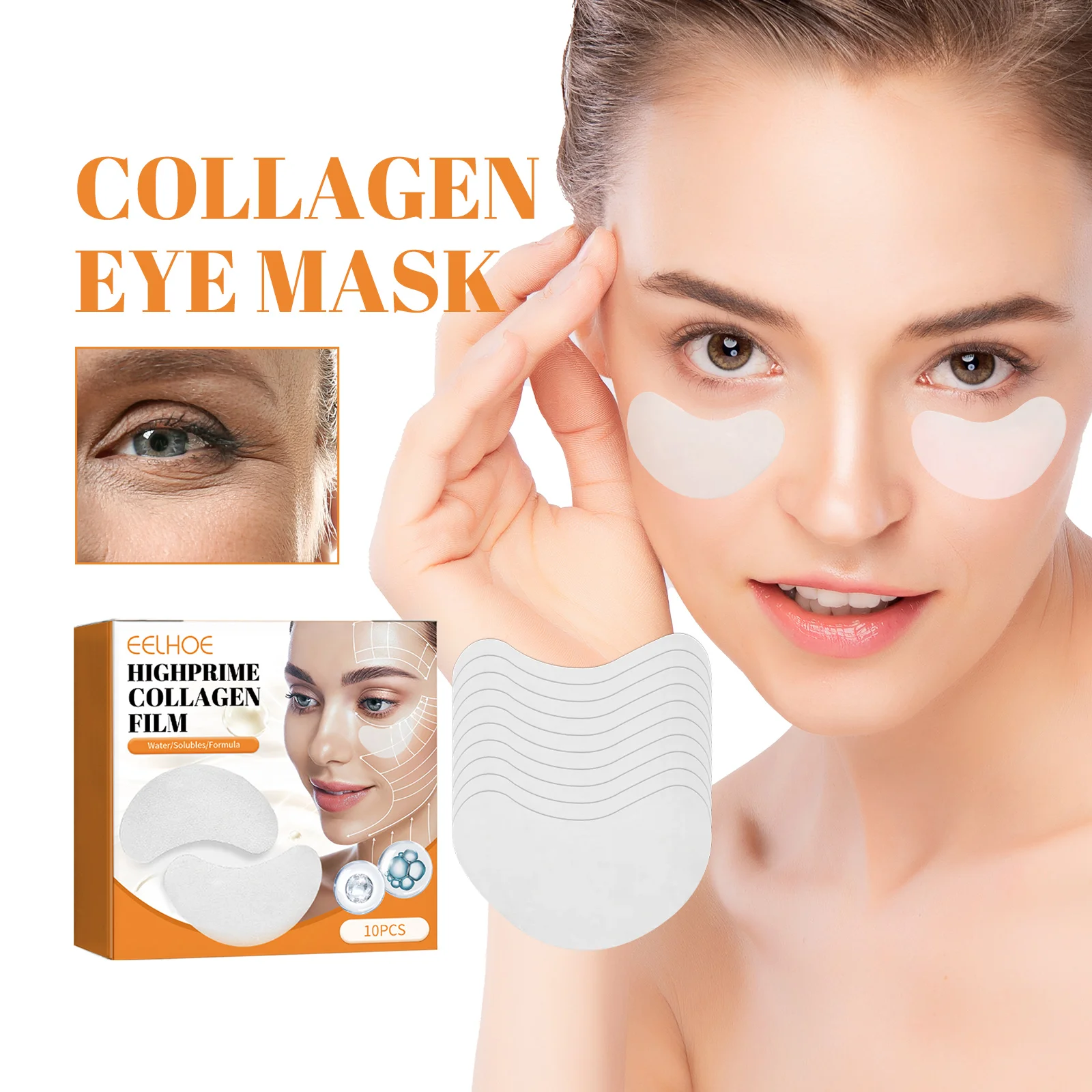EELHOE Collagen Eye Mask Patches Hydrating & Lifting Firming Under Eye Pads Reusable Gel Eye Mask for Dark Circles & Puffiness
