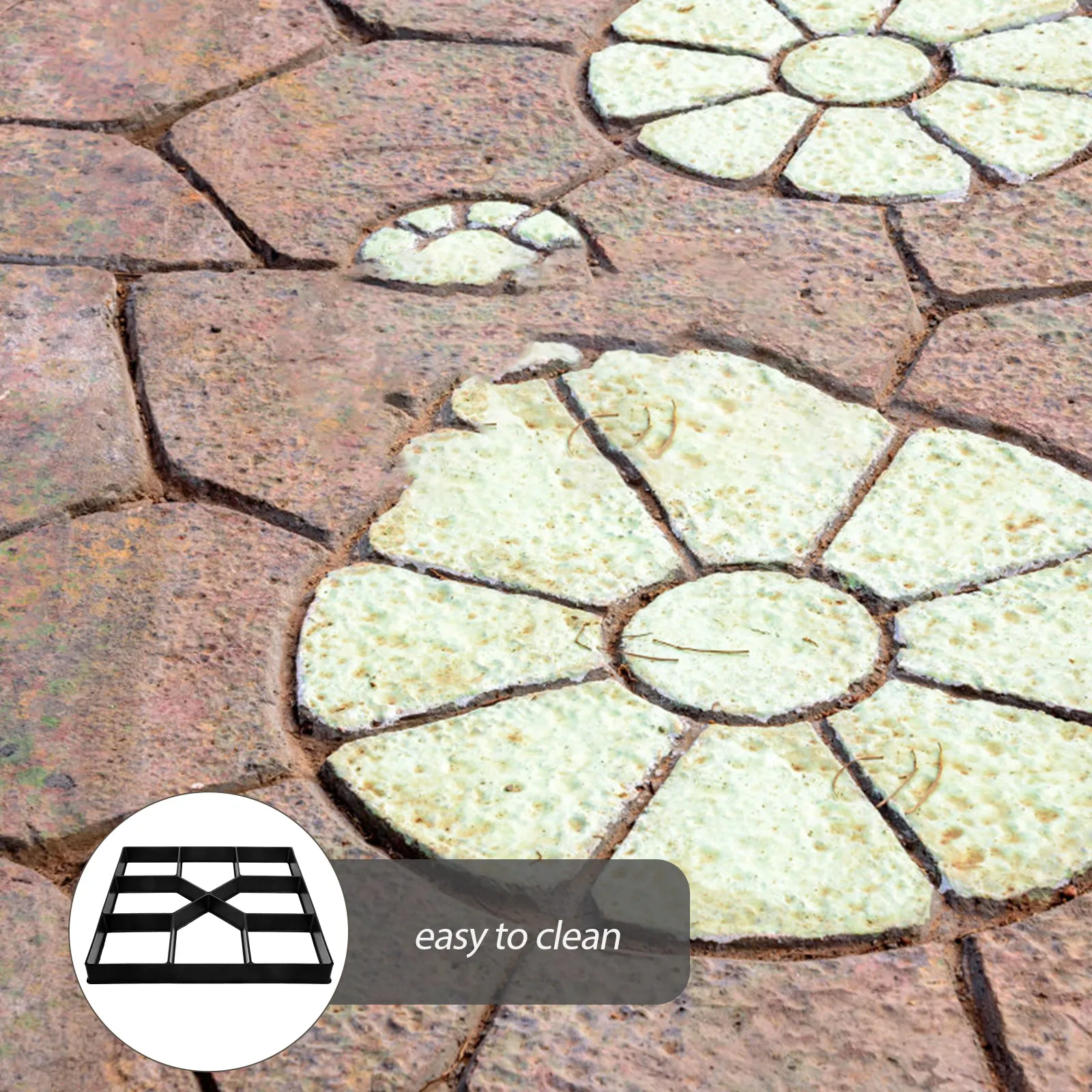

Garden Paving Stone Mold 40x40x4cm Black Reusable Concrete Stepping Path Maker Easy Clean DIY Balcony Yard Pool
