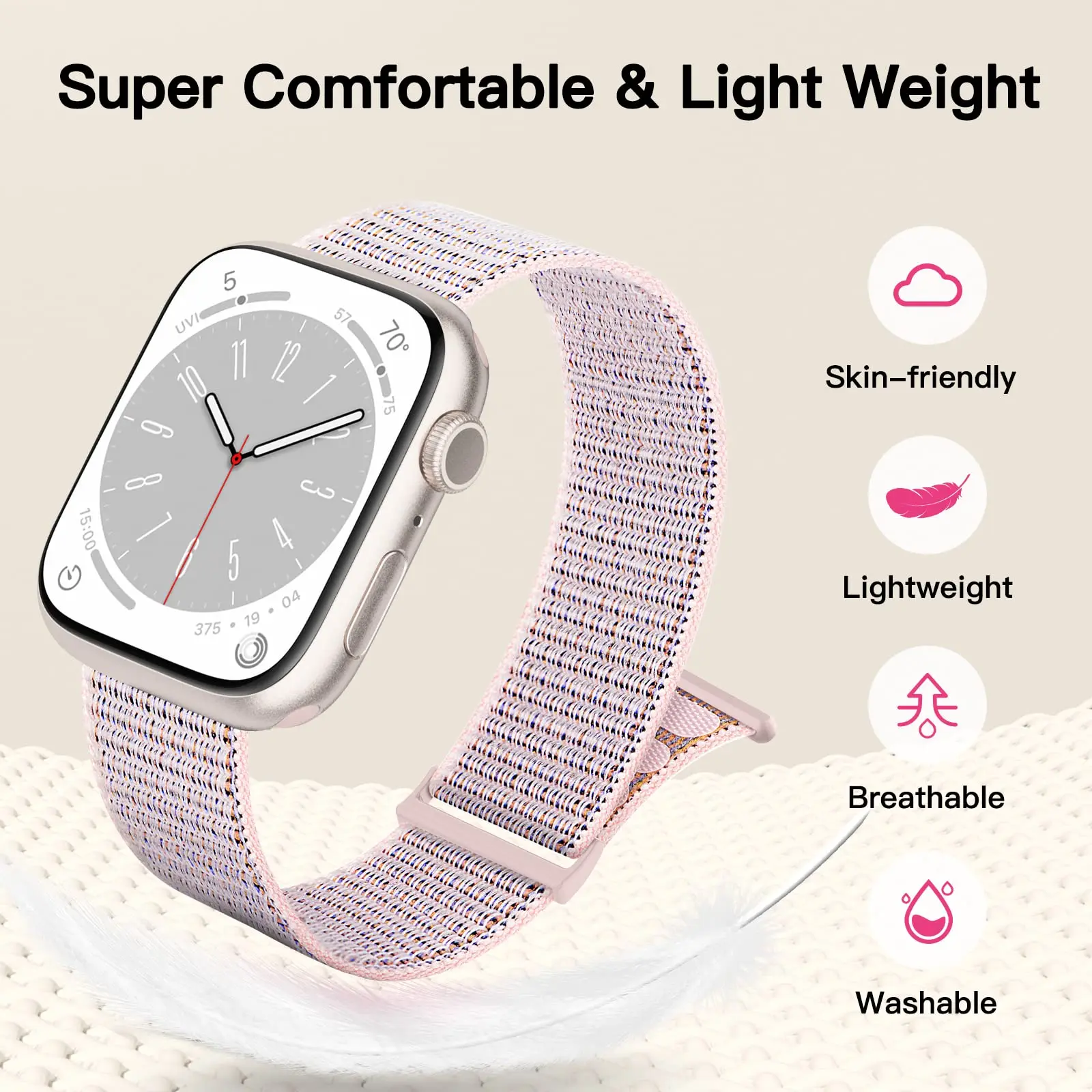 Nylon Loop Strap for Apple Watch Band 40mm 44mm 45mm 42mm 41mm 38mm Smart Belt Bracelet for IWatch Ultra 49mm 8/7/6/SE/5/4/3