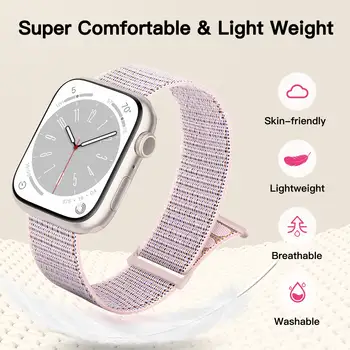 適用於 Apple Watch 46mm、40mm、44mm、45mm、42mm、41mm、38mm 的尼龍環形錶帶,智慧錶帶,也適用於 iWatch Ultra 49mm、8/7/6/SE/5/4。 10 最佳銷售 蘋果手錶尼龍錶帶 - №2