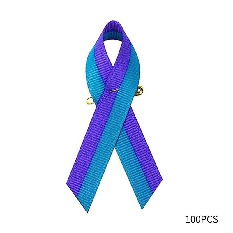 100 Pieces Suicide Prevention Ribbon Pin Ribbon Lapel Pin Satins Fabric Bowknot Dropship