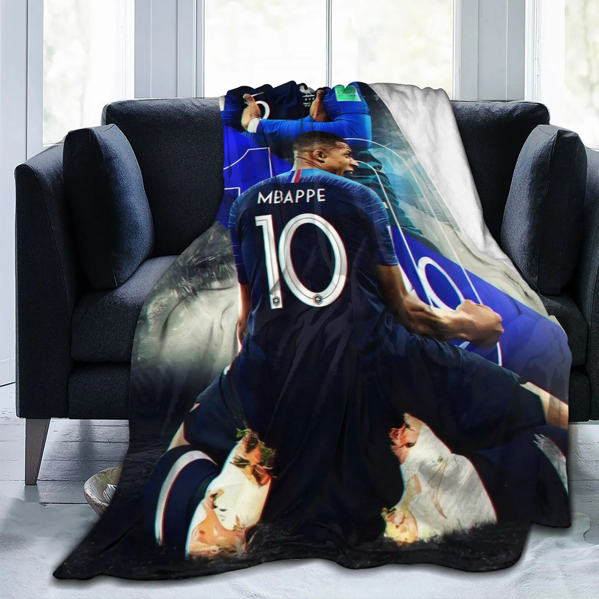 Mbappe Football Soft & Cozy Throw Blanket - Perfect Gift for Football Lovers Decor for Bedroom, Outdoor Events -Easy Care