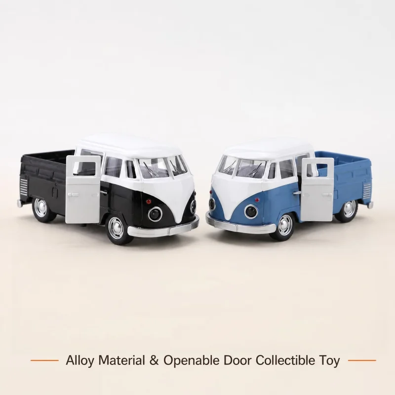 Retro style alloy pickup truck model, black and white & blue and white double color, suitable for desktop display