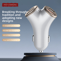 4 Ports QC3.0 PD 30W Fast Charger USB Car Charger Phone PD Type-C Adapter Quick Charging in Car for iPhone 14 15 Pro/Max Samsung