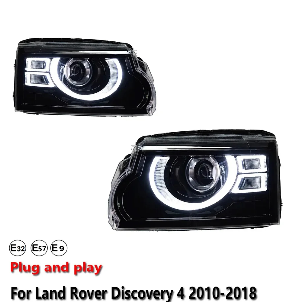 Car Accessories LED Headlight Light For Land Rover Discovery 4 2014-2018 DRL Projector Front Turn Signal Lamp Plug and Play