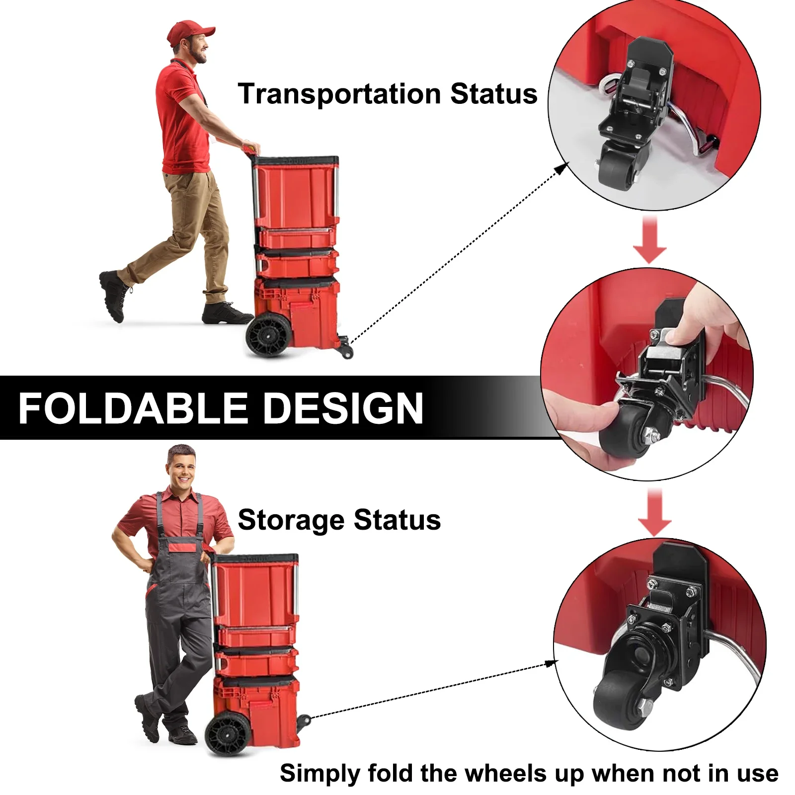Upgraded Steel Construction Front Wheels,Packout Caster Wheel kit fit for Milwaukee Rolling Tool Box For Packout Toolbox