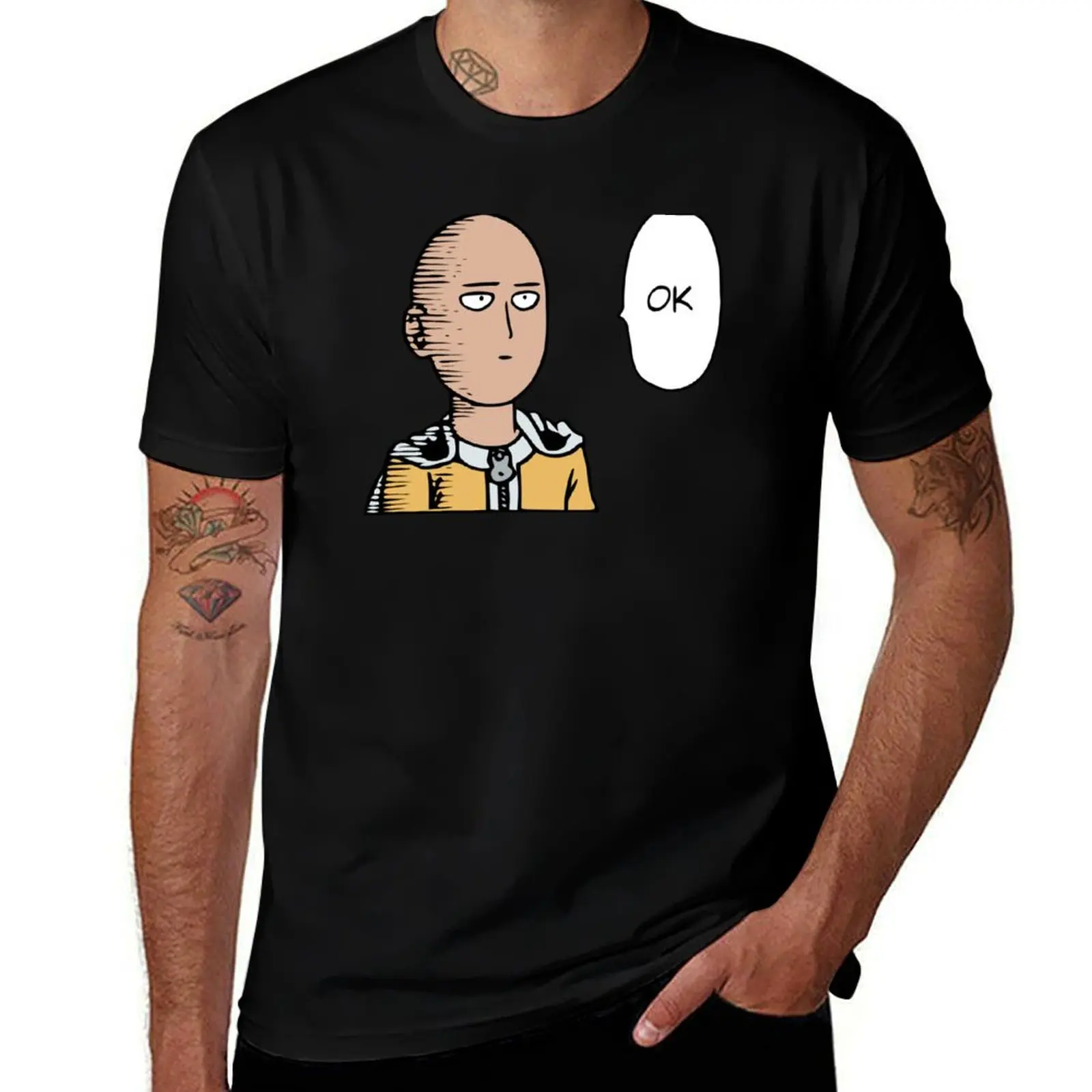 

punch-man T-Shirt black cotton t-shirt plain for man package man t shirts cotton T-Shirt