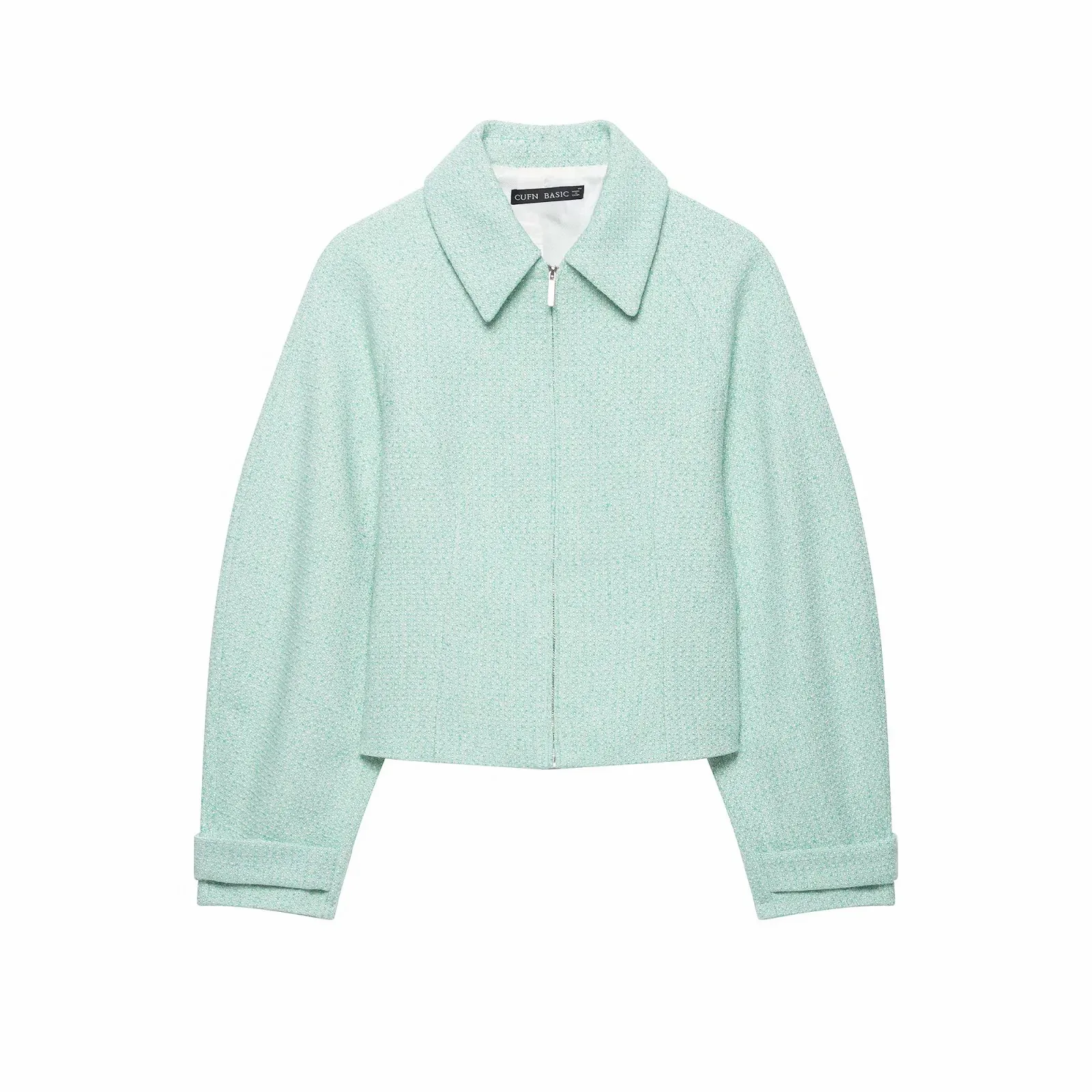 Damen Kurzjacken Casual Revers Reißverschlüsse Langarm Schlanke Damenmäntel Mode 2026 Herbst Winter Damen Streetwear – Detail 2