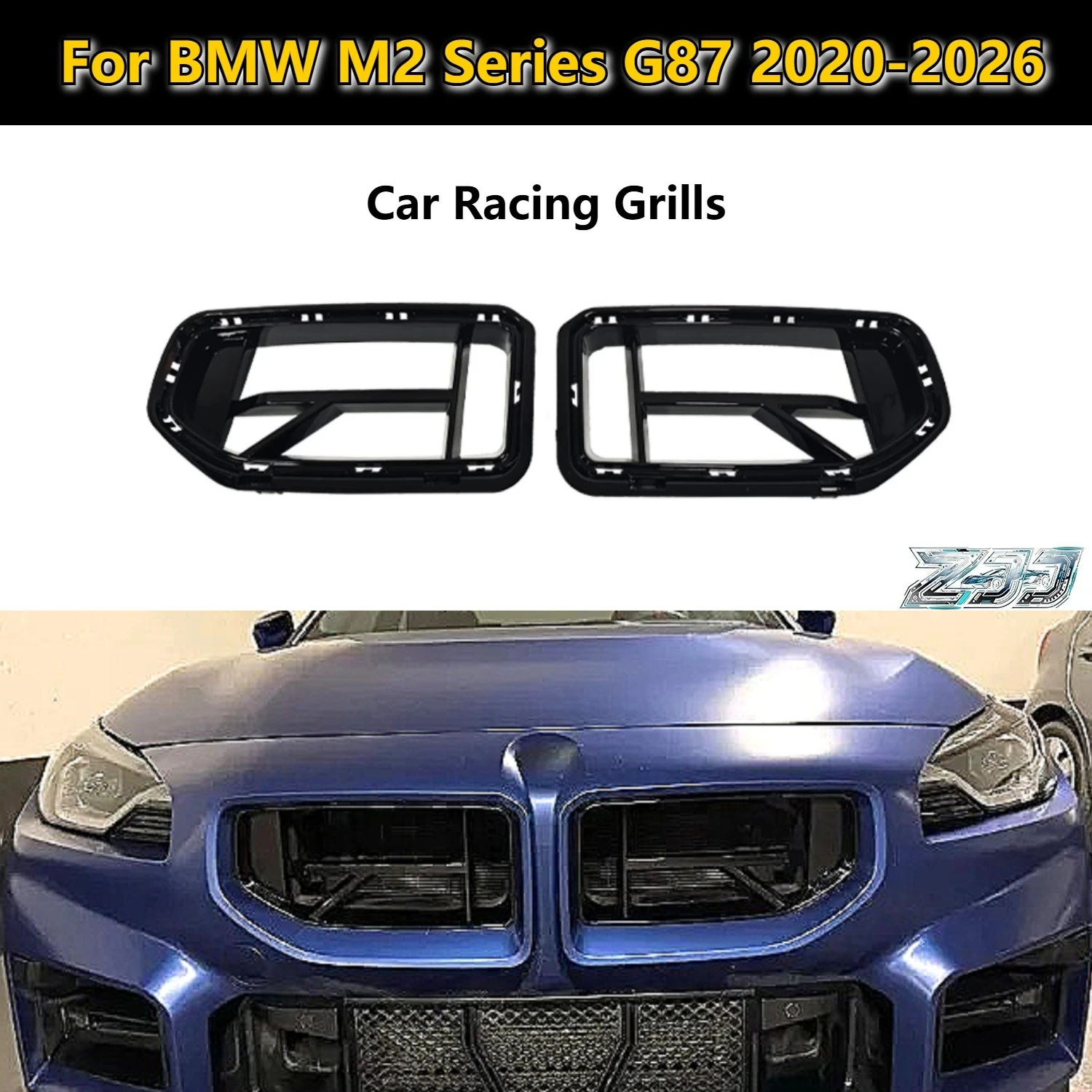 Für BMW M2 Serie G87 2020-2026 CS-Style Glänzend Schwarzer Kühlergrill Frontstoßstange Nierenkühlergrill Auto-Renngrill-Abdeckungs-Kit Karosserie-Kits