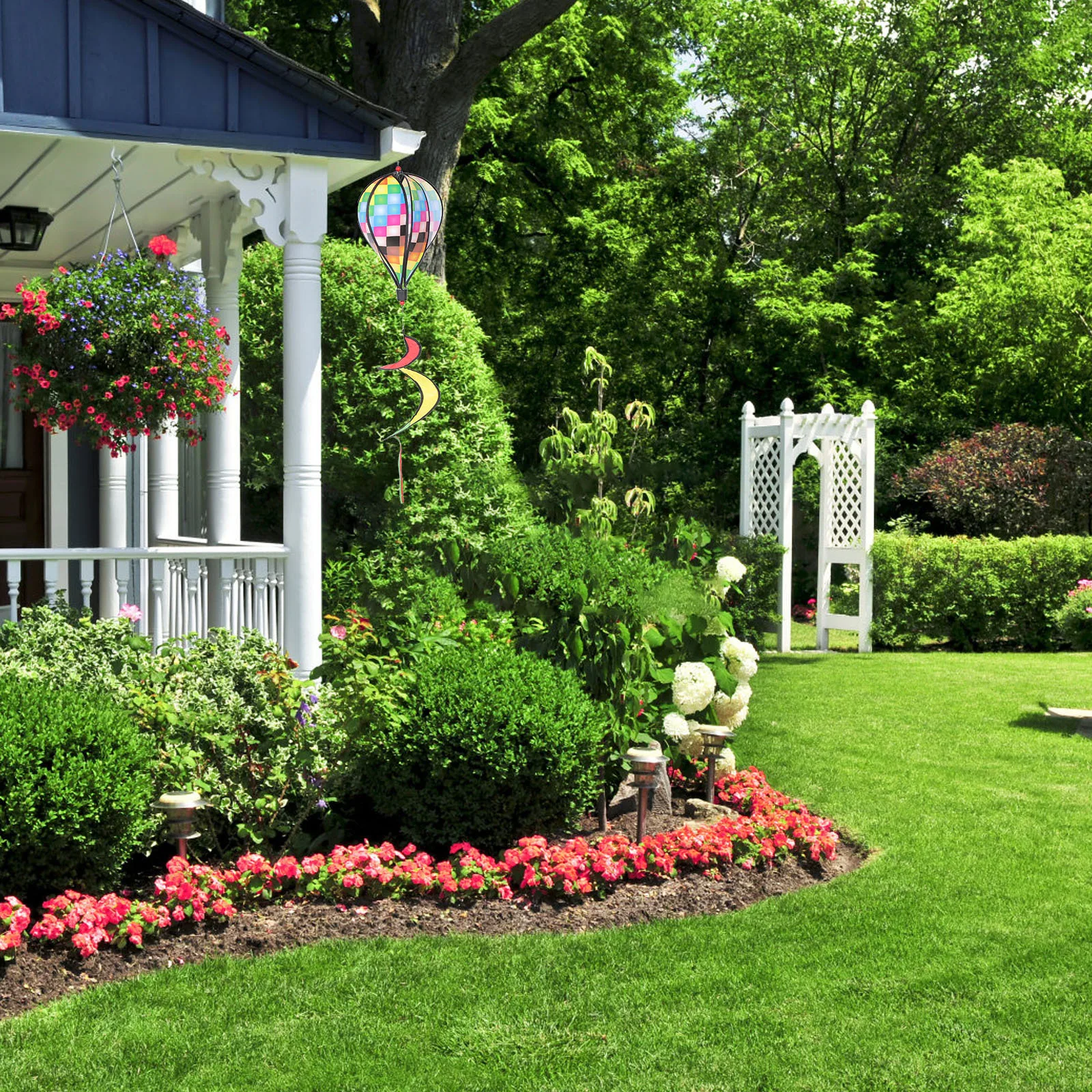 

3Pcs Creative Hot Air Balloon Pendants Bright Wind Spinners Outdoor Party Yard Decorations Hot Air Balloons Cloth Wind Spinners