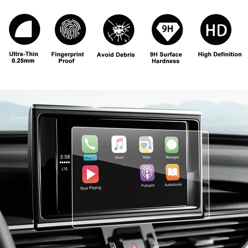 For 2013-2018  A6 A7 A8 S6 S7 S8 C7 4G Car Navigation Contact Screen Display Tempered Glass Protector Film 169X100mm