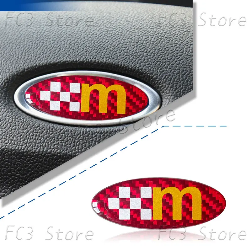 New Car Interior M ST Logo Car Steering Wheel Center Console Carbon Fiber Sticker For Ford Fiesta Focus MK3 MK4 Mondeo Kuga Puma view 4