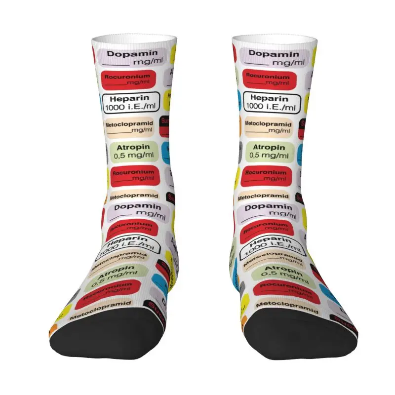 

Cool Anesthesia Medication Labels Socks Women Men Warm 3D Printing Medical Nurse Football Sports Socks