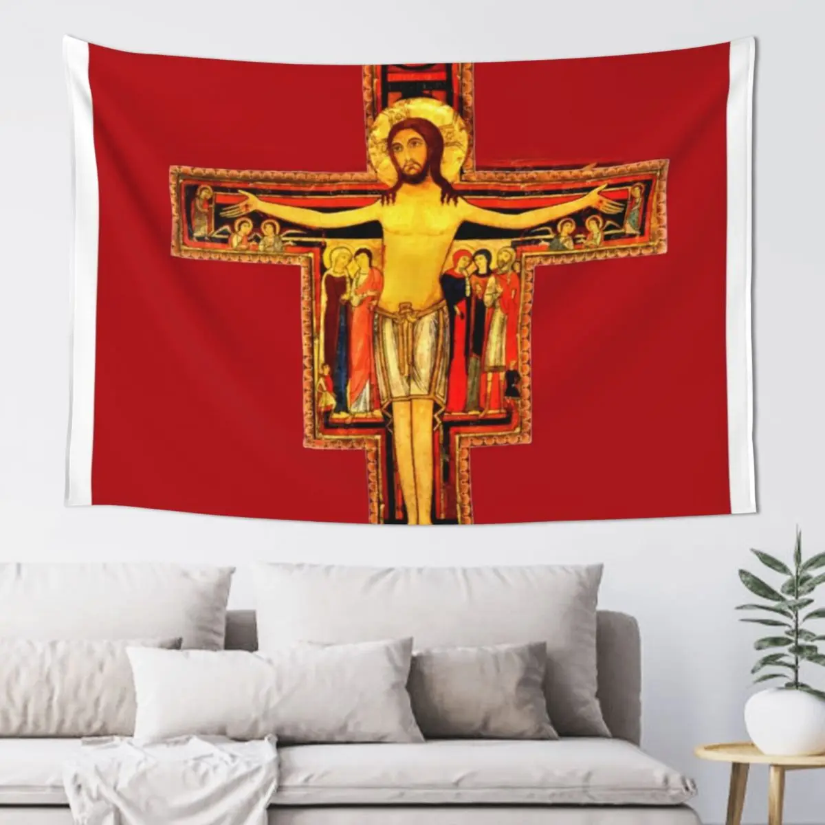 San Damiano Crucifix St Francis of Assisi Tapestry Decoration For Home Wallpapers Home Decor Aesthetic Decoration Tapestry