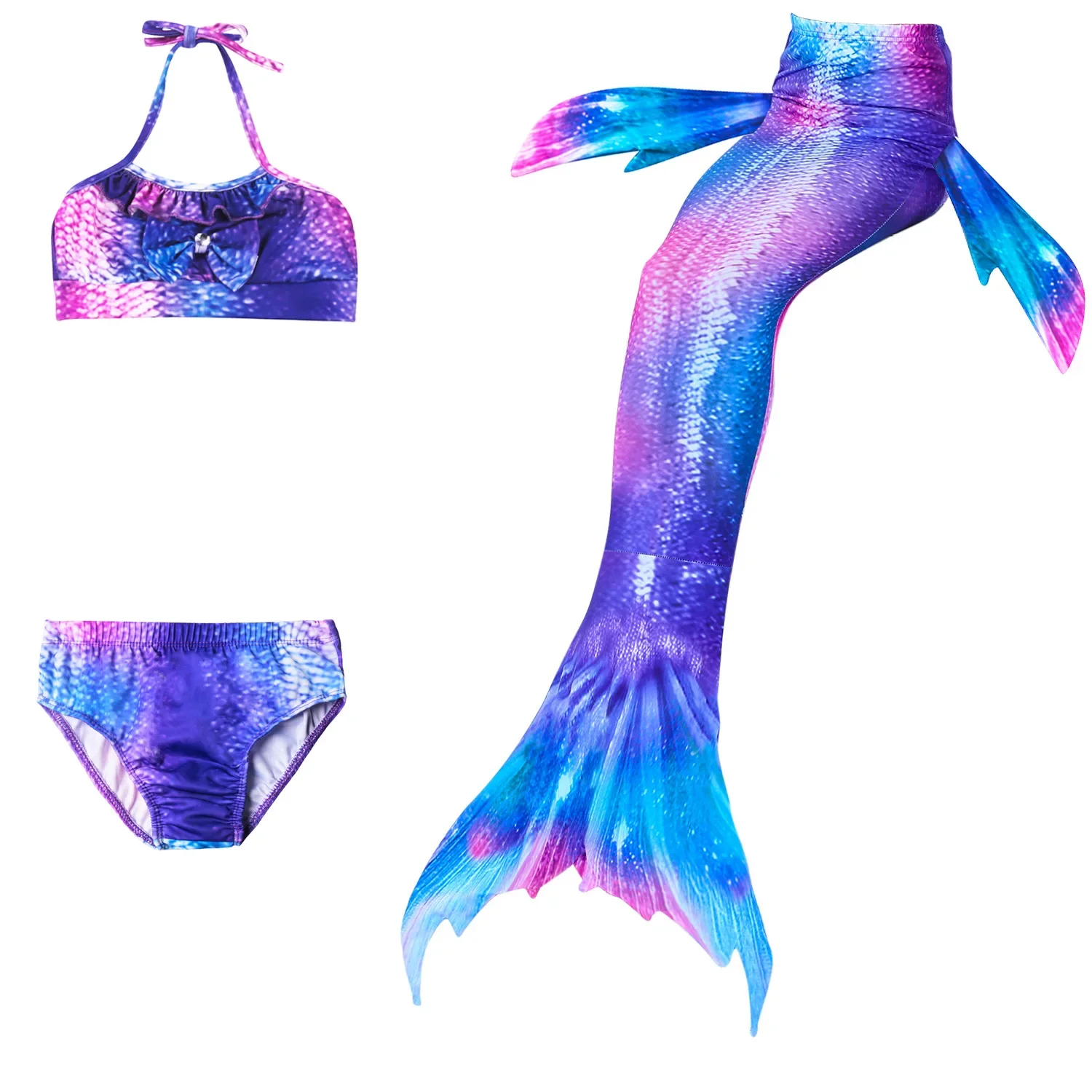 Mermaid Tails Swimming Dresses para meninas, Halloween Cosplay Costume, Roupas de praia, Maiô Infantil Sereia, Traje Swimmable Kids