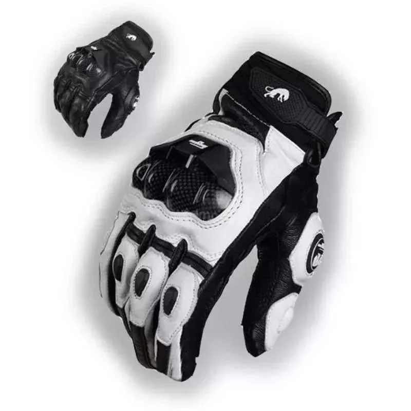 

Motorcycle Racing Leather Gloves Carbon Fiber Anti-fall Anti-skid Breathable Short Long-finger Windproof Glove Gift For Friends