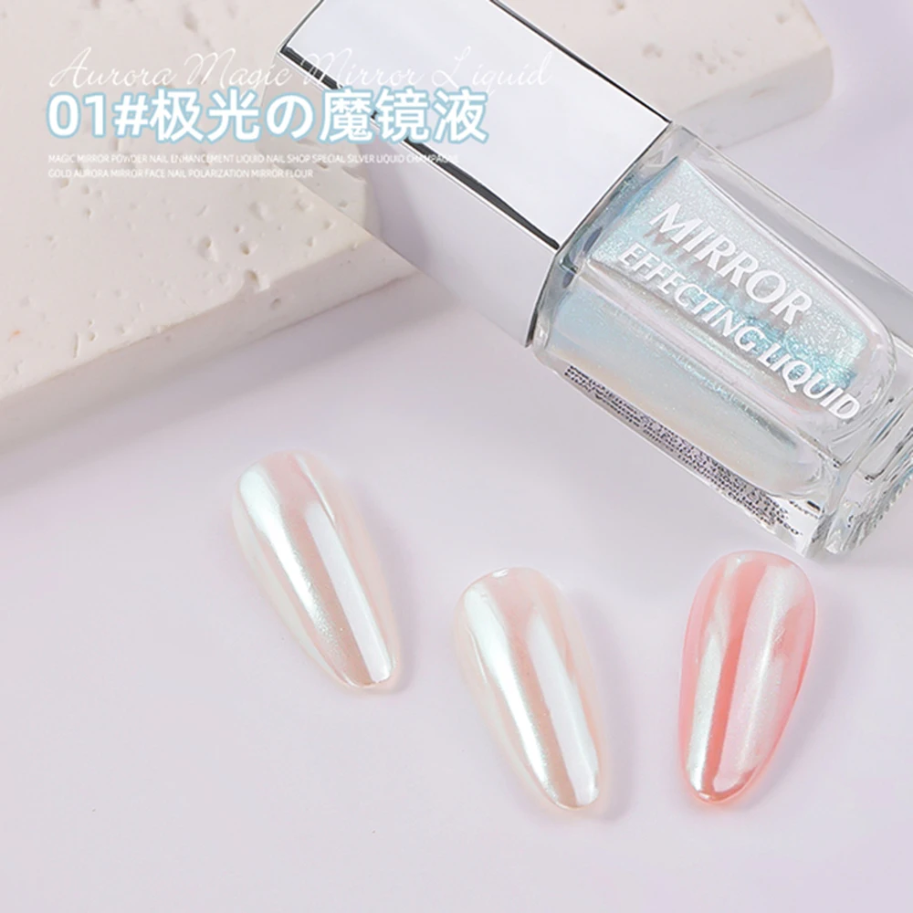 5ml Magic Chrome Liquid Aurora Powder Metallic Mirror Effect Nail Polish Function Top Coat può essere utilizzato su qualsiasi colore Nail Design
