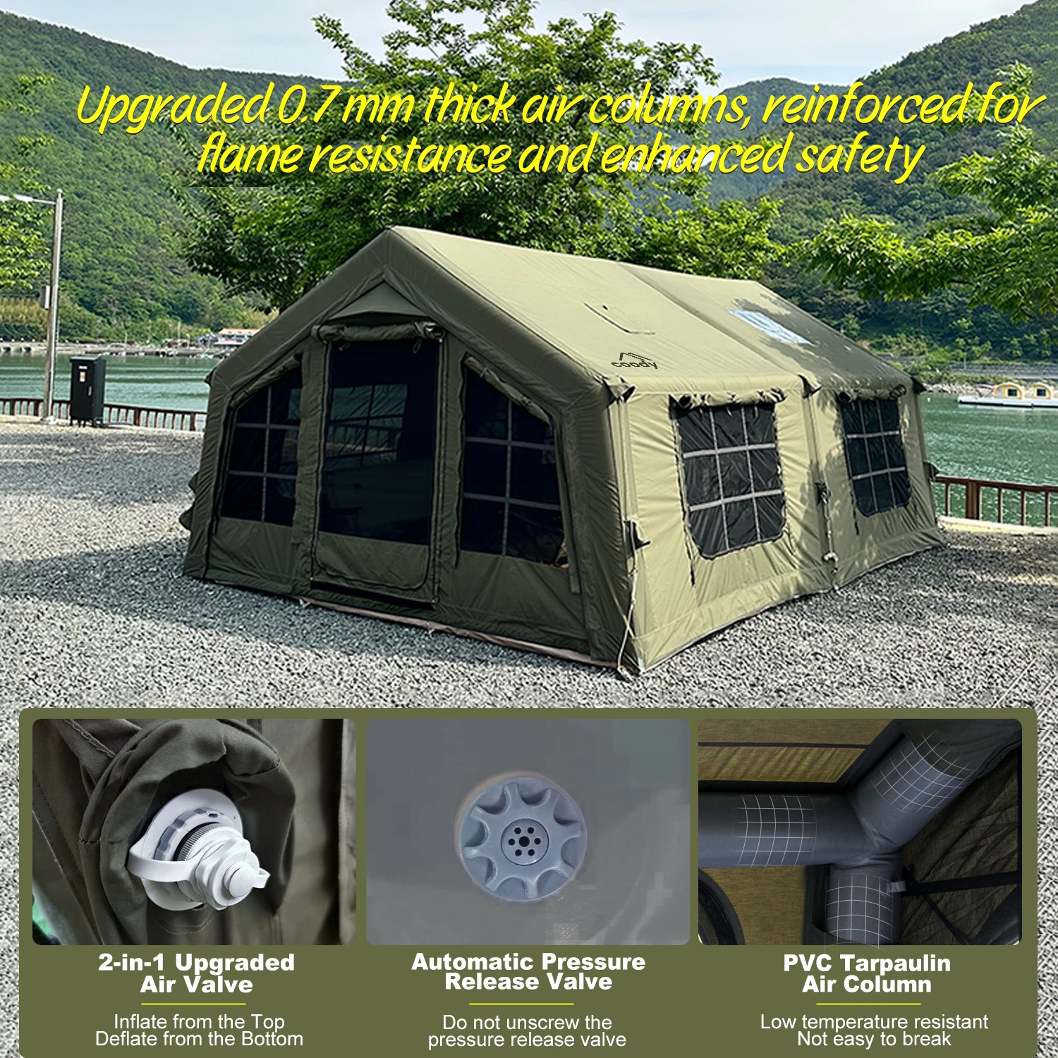 Tent,PVC Air Pole TC Cotton,Camping Shelter,One Room One Hall Camo,Glamping Cabin,4-8P All Season Outdoor Camping image 6