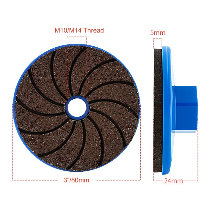 3 Stück 3 Zoll 80mm Nass-Trocken-Polierpad mit Trägerplatte für Winkelschleifer zum Schleifen von Granit, Stein, Beton, Marmor – Detail 3