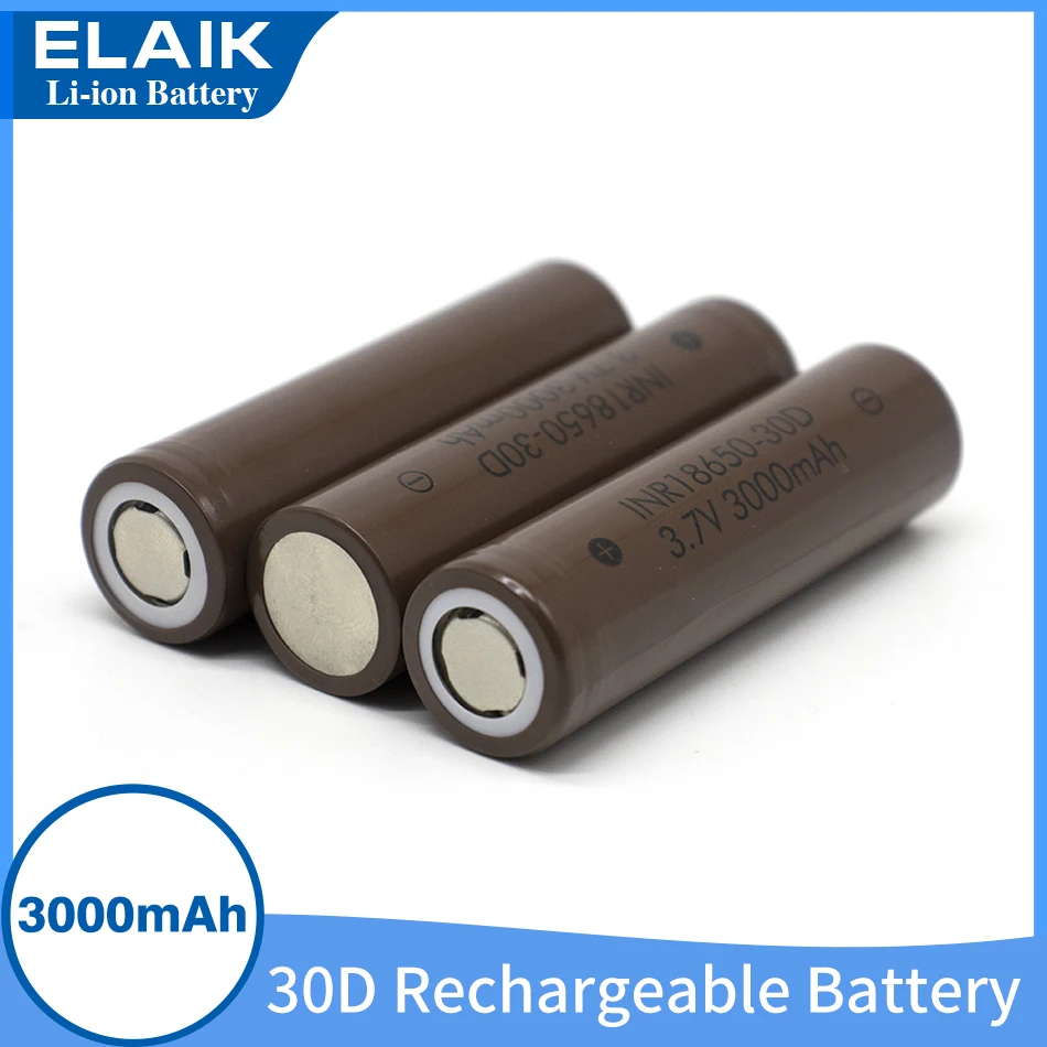 6PCS INR18650 3.7V 3000mAh rechargeable power lithium battery internal resistance small 30D- flat head