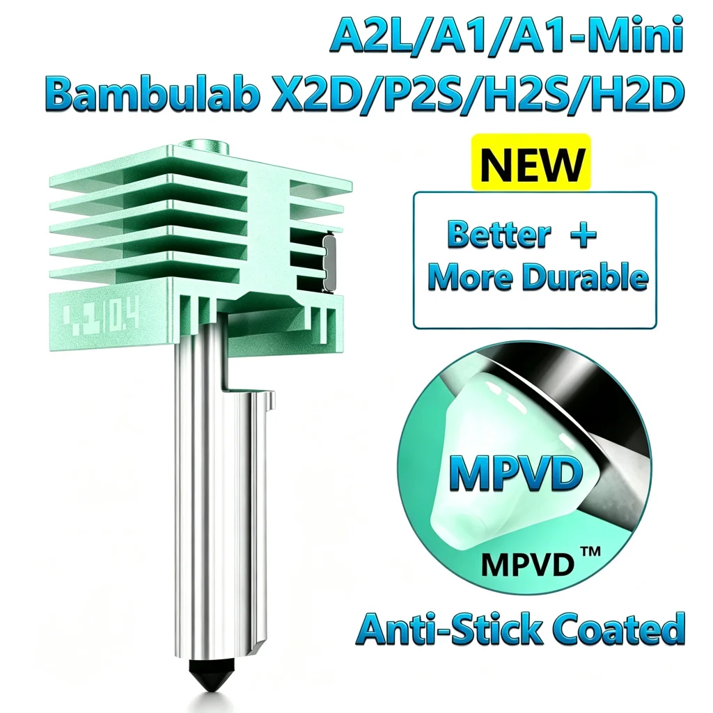 New MPVD All-in-one Hotend For Bambu Lab A2L X2D P2S H2D H2S A1 MINI A1 Nozzle Upgrade Anti-stick High Hardness 3D Accessories