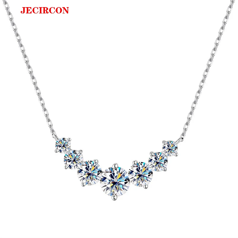 

JECIRCON S925 Sterling Silver Necklace for Women, Full Moissanite Embellished Pendant, Elegant and Shiny Ideal Wedding Jewelry