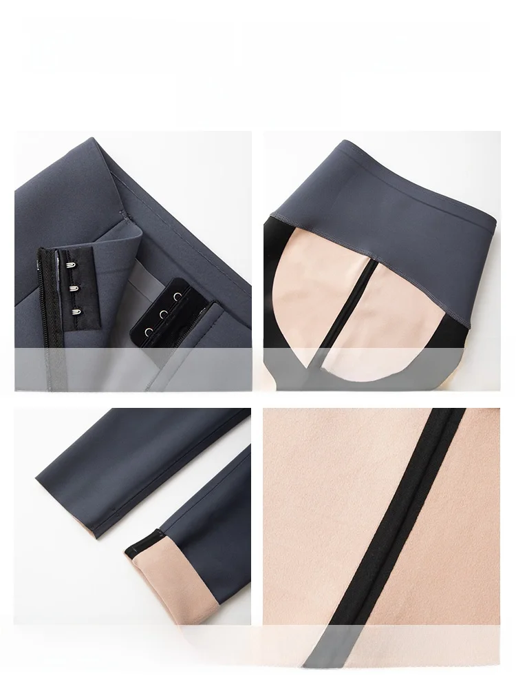 Calças de yoga de pele de arca forradas de cintura alta feminina outono inverno quente controle de barriga levantamento de bunda casual calças de nove comprimento