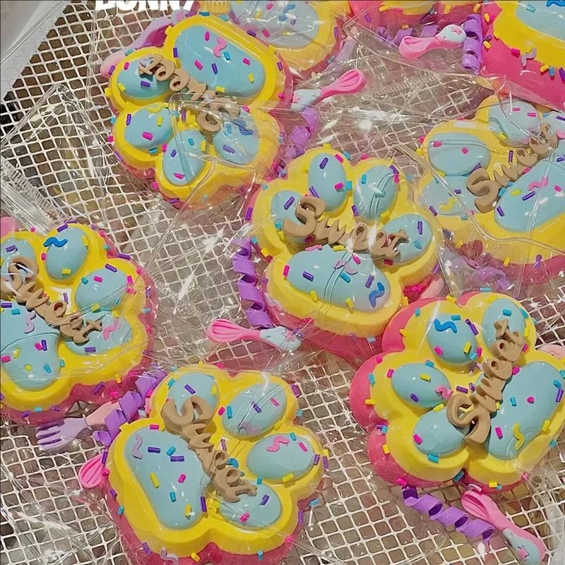 Kawaii arco-íris pata de gato antiestresse pé brinquedo mole, brinquedo de apertar fidget, mochi mole, brinquedos de alívio de estresse brinquedos de inquietação